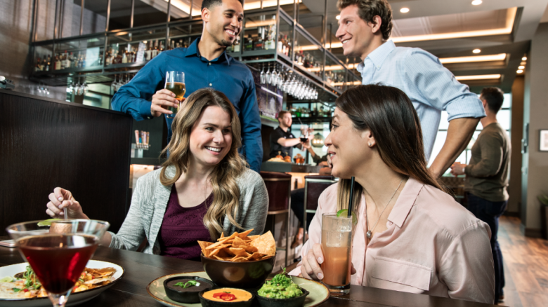 Friends dining at Block T Bar