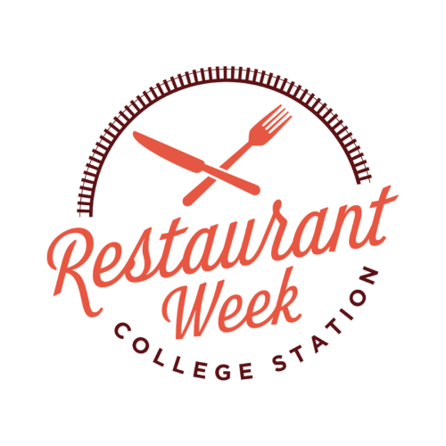 A &ldquo;Restaurant Week&rdquo; logo featuring a clock-style gauge with a fork, knife, and spoon over &ldquo;COLLEGE STA?&rdquo; text, all in red.