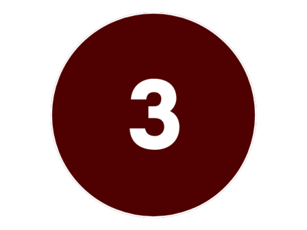 The image shows a maroon circle with the number 3 in white centered inside it.